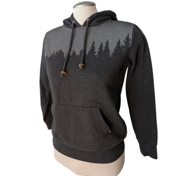 Tentree Charcoal Gray Hoodie with Forest Graphic Design Size S/XS - Picture 3 of 16